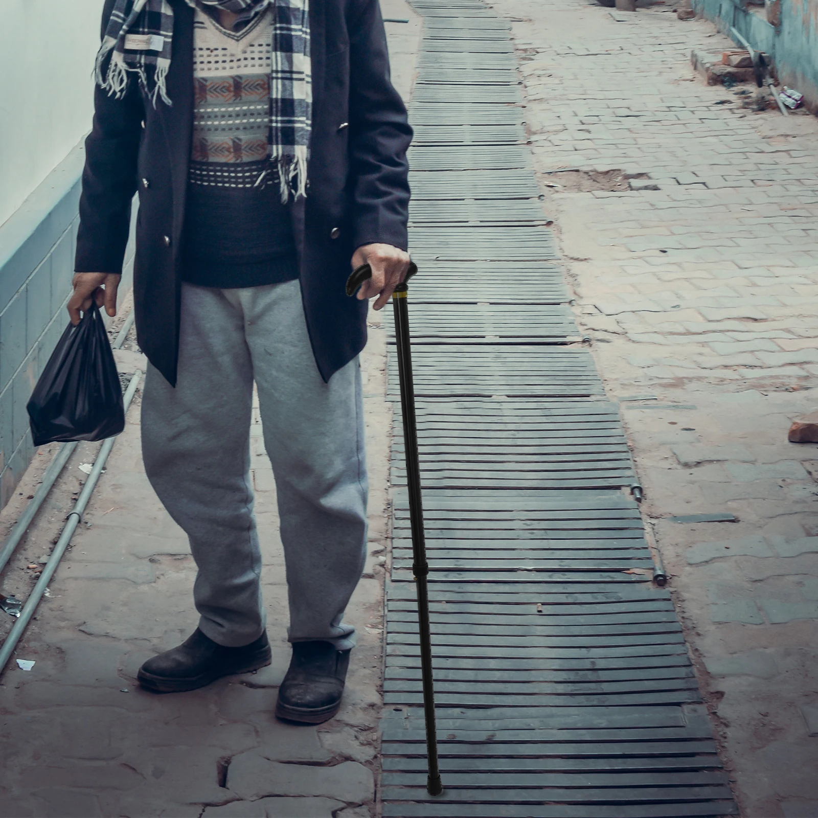 

Aluminum Alloy Two-Section Adjustable Telescopic Walking Cane Lightweight Collapsible Walking Stick for Seniors Men Women