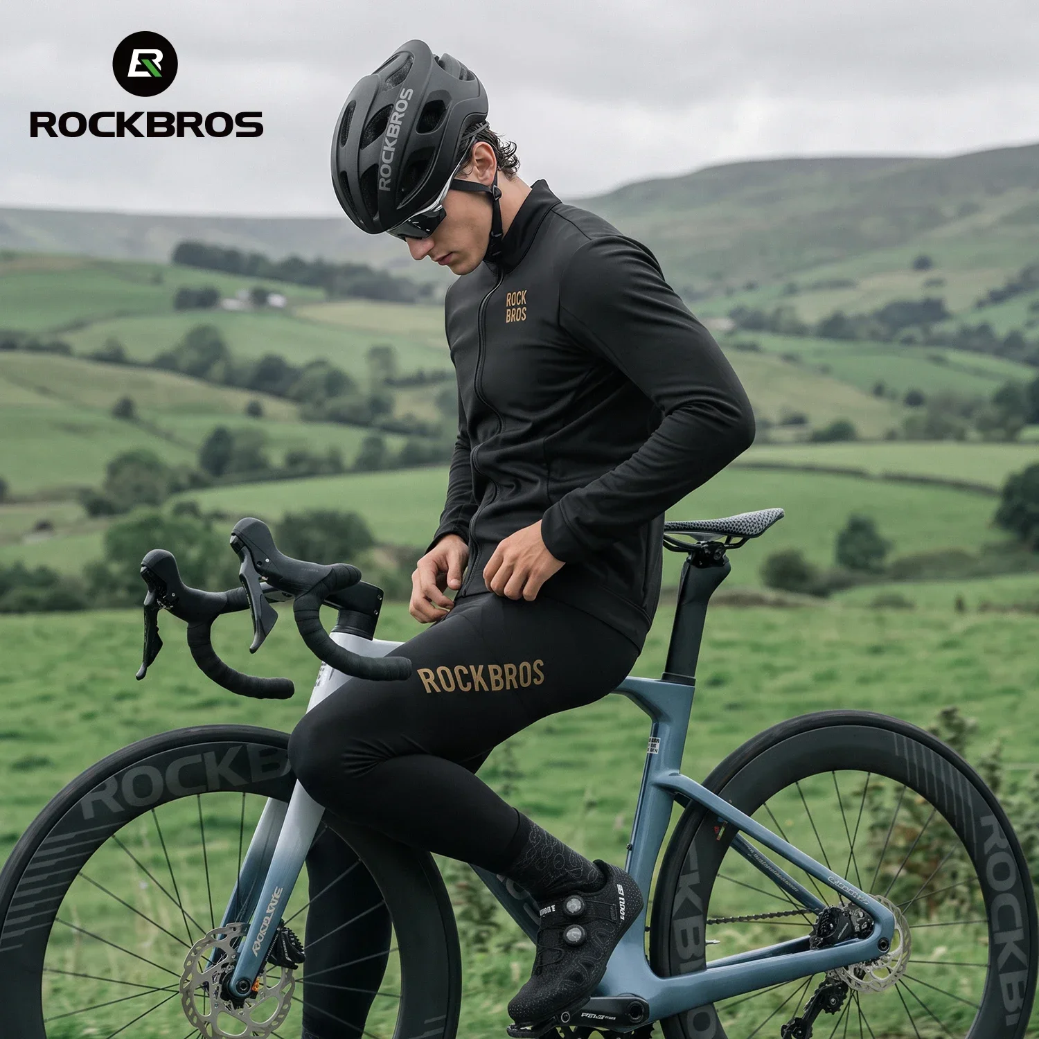ROCKBROS Cycling Jacket Autumn Winter Fleece Warm Slim Cycling Top Windproof Warm Lightweight Bike Jersey for Road MTB Biking