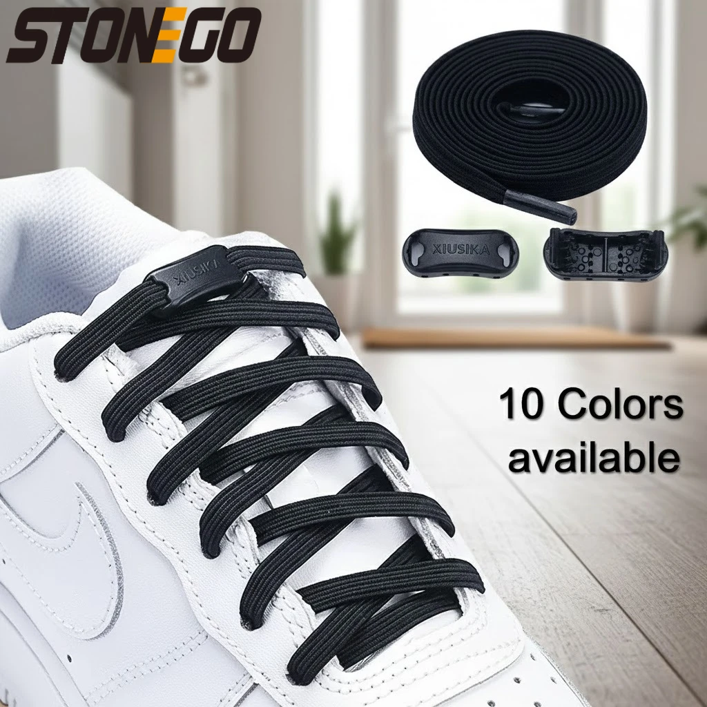 

Elastic No Tie Shoelaces Quick Lace Sneakers Flat Shoelaces for Kids Adult Shoes Rubber Bands