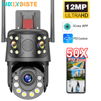 ICSee 12MP 6K Triple-Screen PTZ Security Camera | 50X Optical Zoom, 360° View, WiFi CCTV, Outdoor IP Surveillance Camera