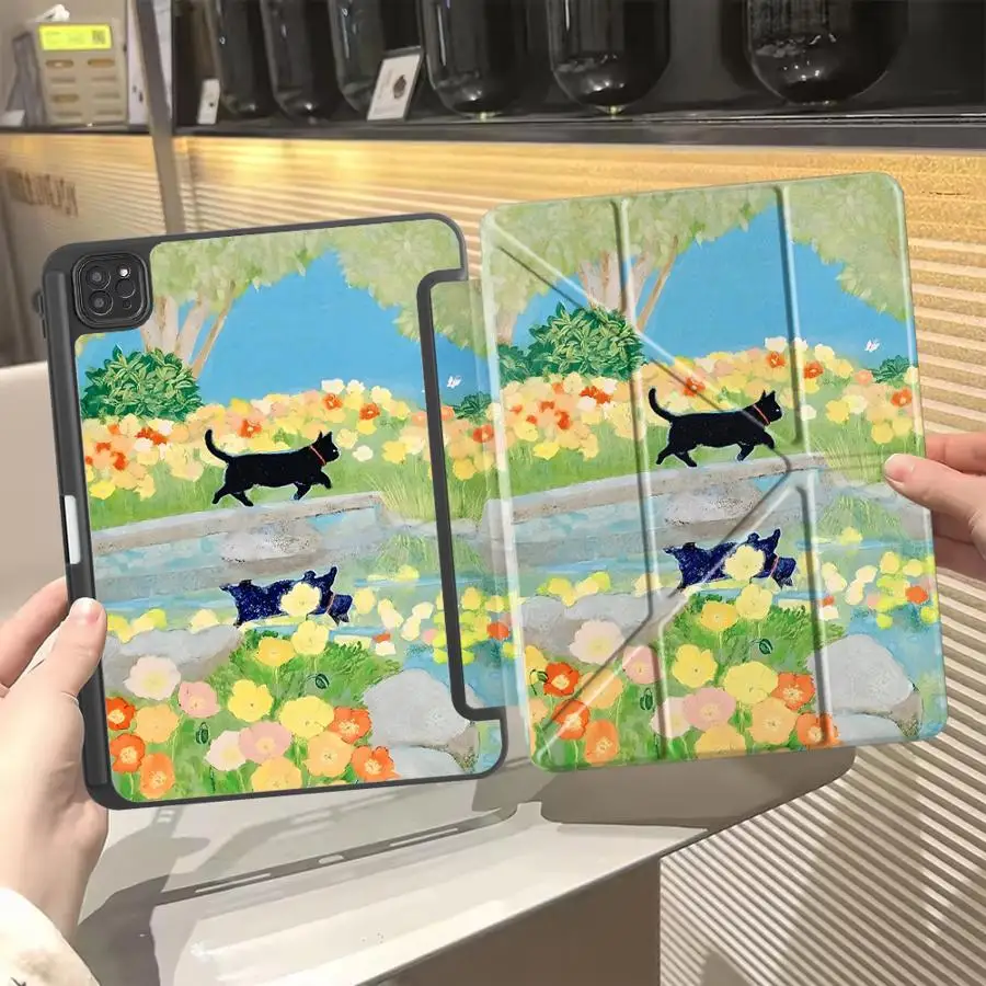 

Чехол-подставка Spring Day Kitten для iPad Pro 2025, Mini 6, 7, Pro 11-го, 10-го, 9-го, 8-го, 7-го поколений, 12.9 дюймов, Air 4, 5, M3, M2, 1, 2, M4, 11 дюймов