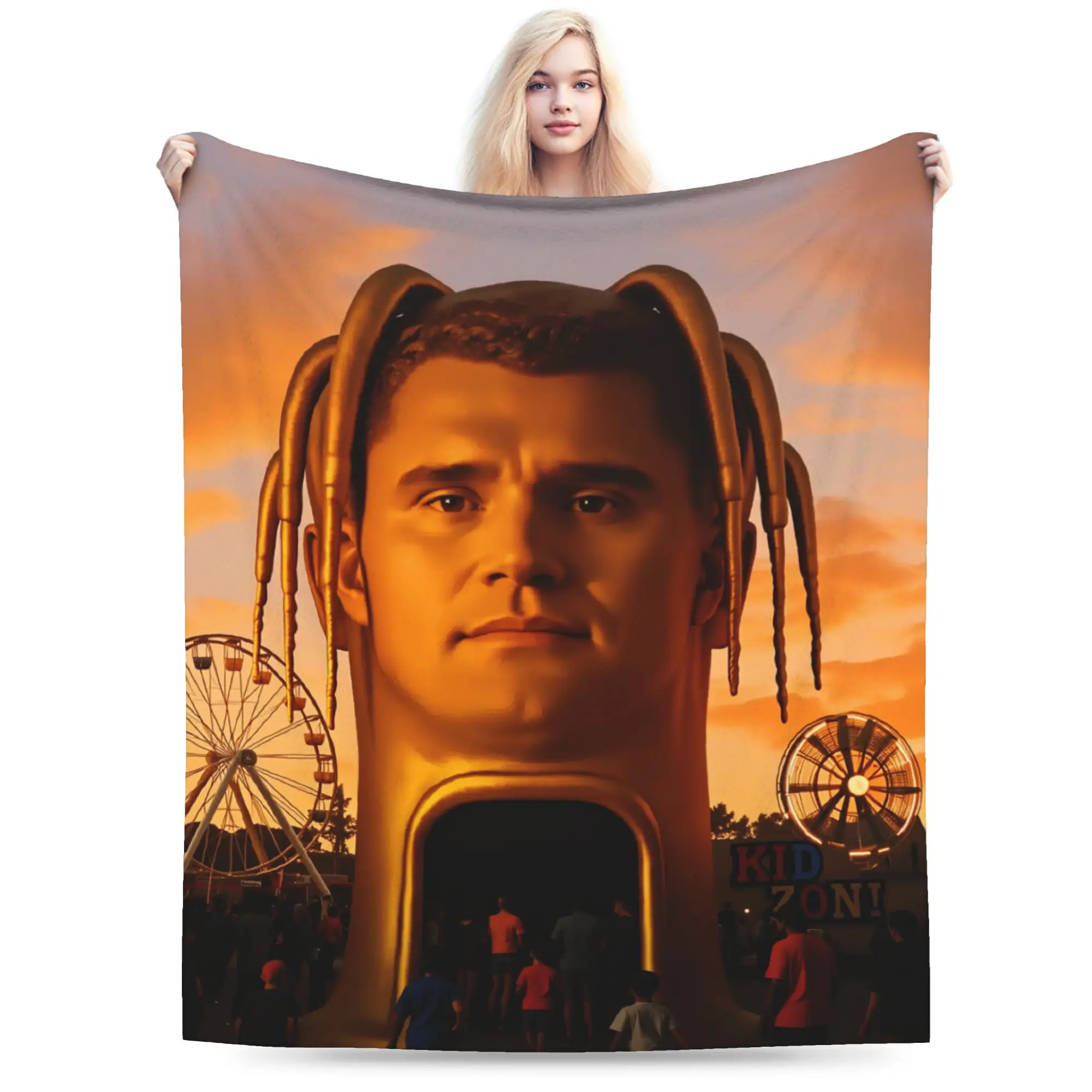 Warm Soft Blanket Kids Airplane Travel Funny Charlie Kirk Throw Blanket  Bedspread For Home Decor Street Trend Sofa Bed Cover