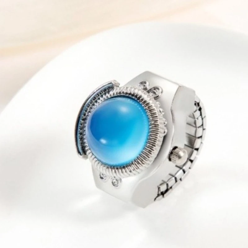 Runde Harz Cat Eye Flip Ringe Uhr Männer Frauen Elegante Mode Ring Personalisierte Schmuck