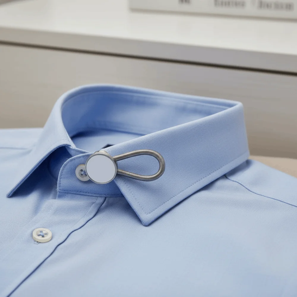 10pcs 10Pcs Set Collar Extenders Alloy Spring No Sew Shirt Cuff Button Flex Elastic Loop Hidden Design Dress Shirt Clips