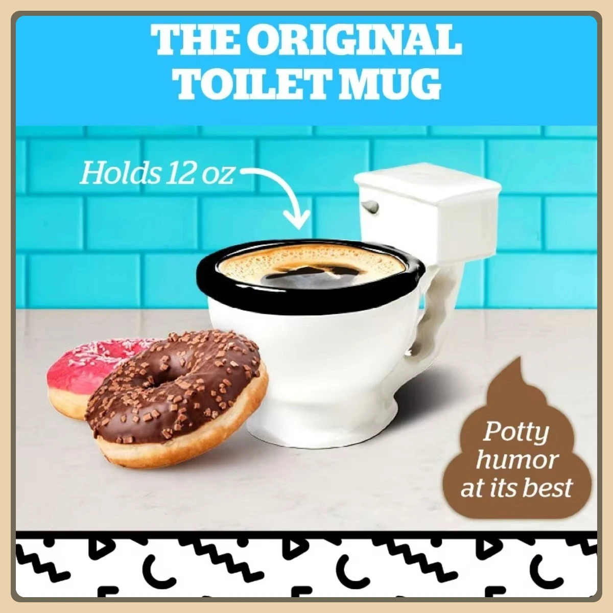 Taza de café de humor para adultos de 12 oz, regalo de mordaza con diseño de asiento de inodoro para mujeres y hombres, diversión de fiesta