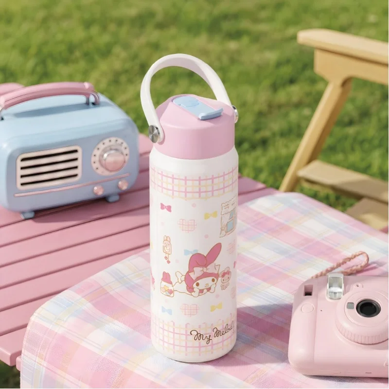 X&W Sanrio Students's Thermos Bottles Cartoon Hello Kitty Handheld Straw Cup 316 Stainless Steel Summer Ice Bucket Cup for Gifts