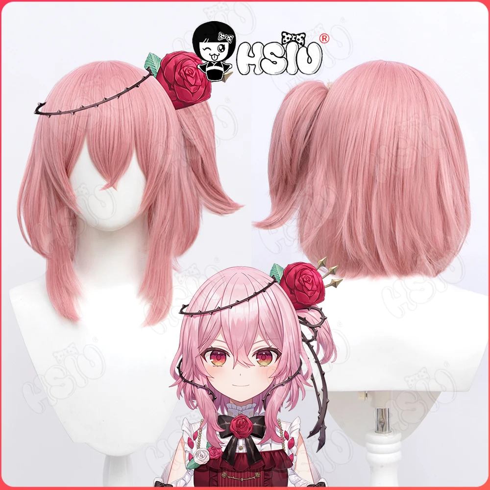 Rosemi Lovelock Cosplay Wig Vtuber Nijisanji Obsydia Rosemi HSIU Smoke Pink Short Hair Heat Resistant Synthetic Wig+Wig Cap