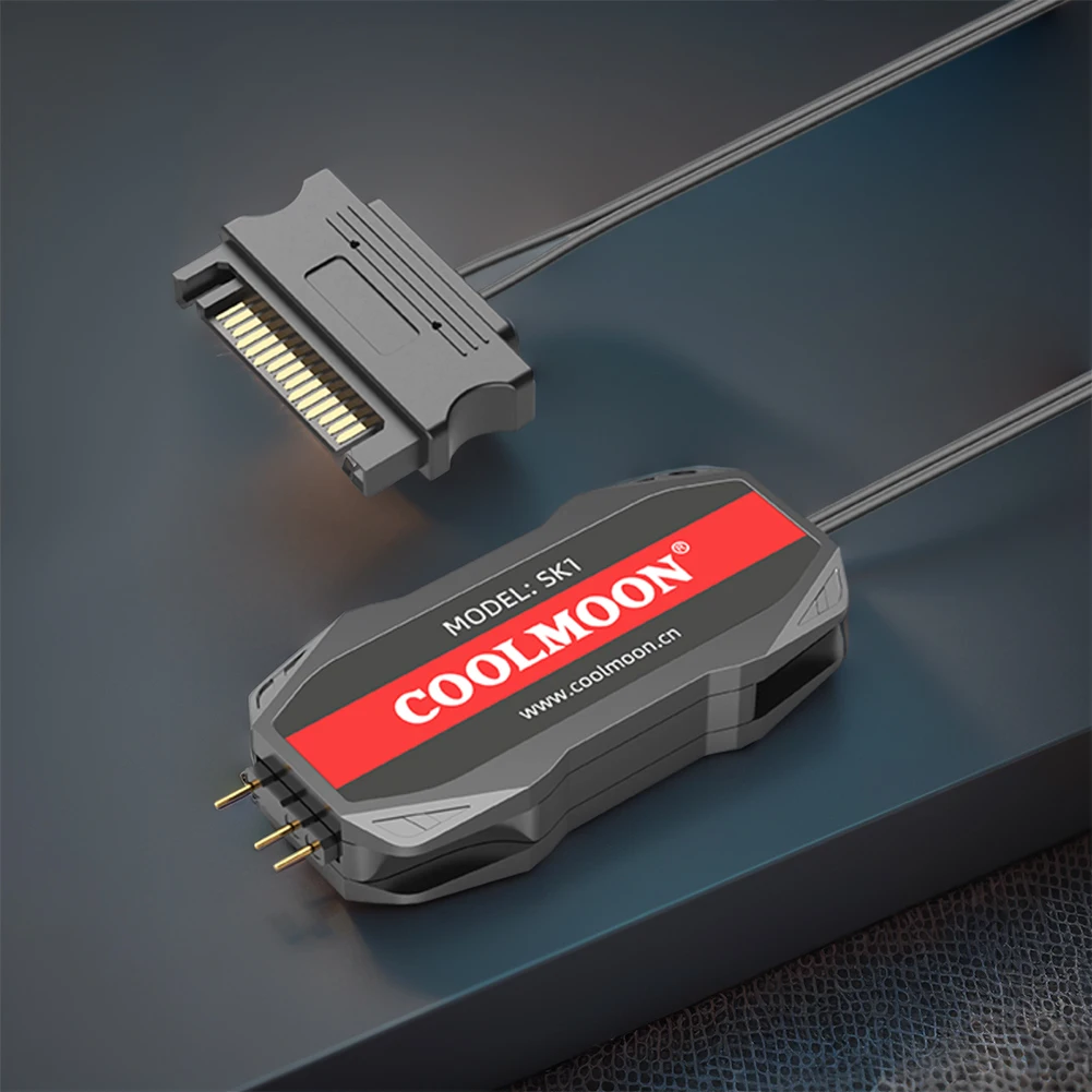 COOLMOON ARGB Controller Cable 5V 3Pin To SATA Interface Extension Cable RGB Sync Controller Cable for PC Fan Light Strip