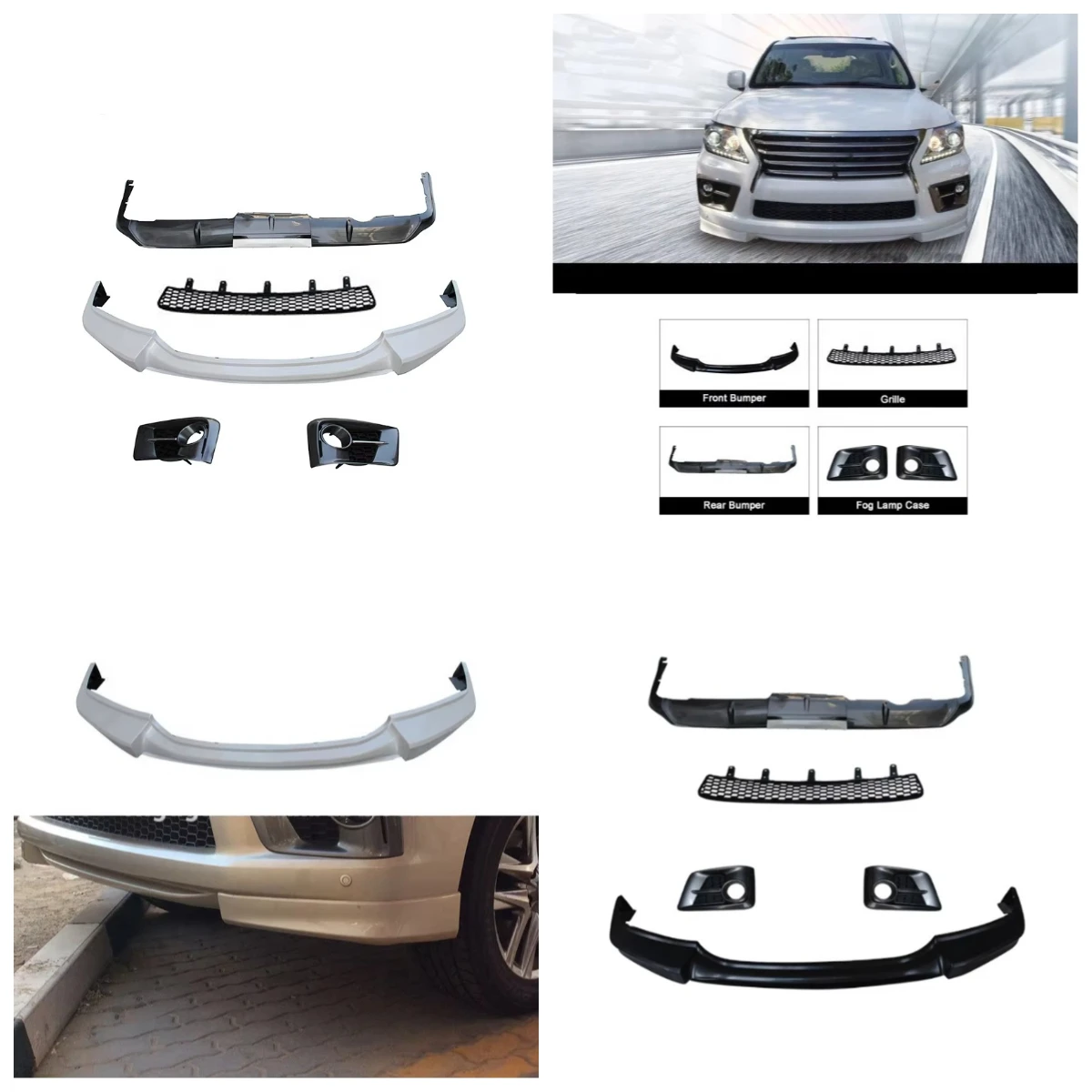 

Stlf Front And Rear Bumper Spoiler Lip Grille Fog Lamp Frame Small Body Kit And Air-inlet Grille For Sport LX570 5702010-2