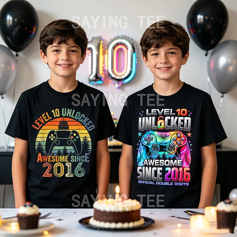 Esports Gaming Shirts - 2016年からレベル10をクリアしたビデオゲーマー向けの素晴らしいTシャツ。息子や甥への10歳の誕生日プレゼント。2016年生まれのゲーマー向けの言葉入りTシャツ。
