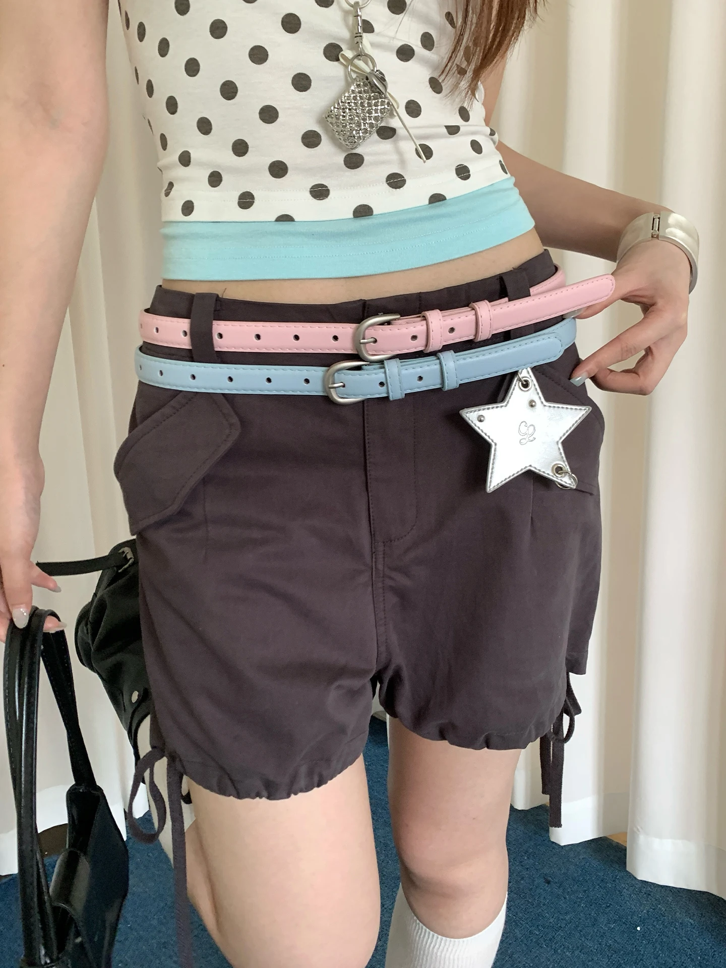 Korean Dopamine Pink Slim Waist Belt Women's Sweet And Cool Style Summer Matching Jeans Decorative Leather Belt