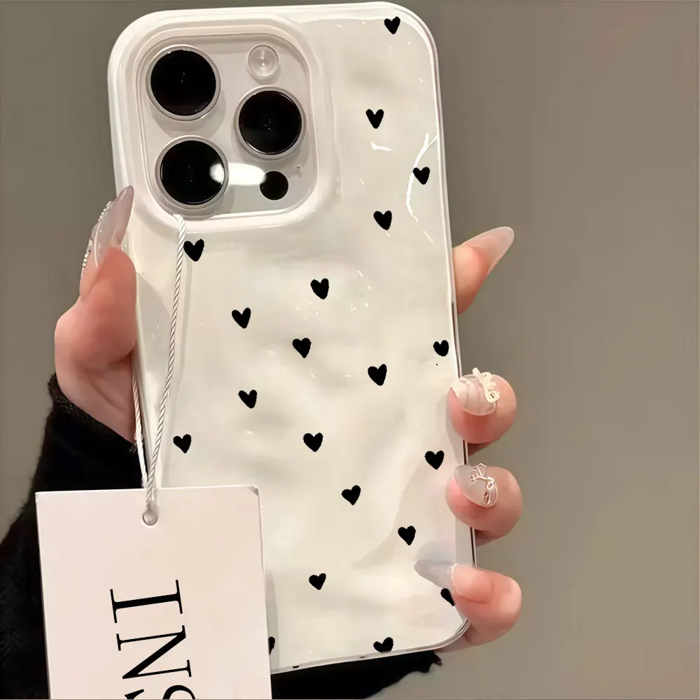 Modische Ästhetische Niedliche Herz-Handyhülle für iPhone 17 Air 15 16 14 Plus 13 12 11 Pro Max 17 Pro Silikon-Softcover – Detail 11
