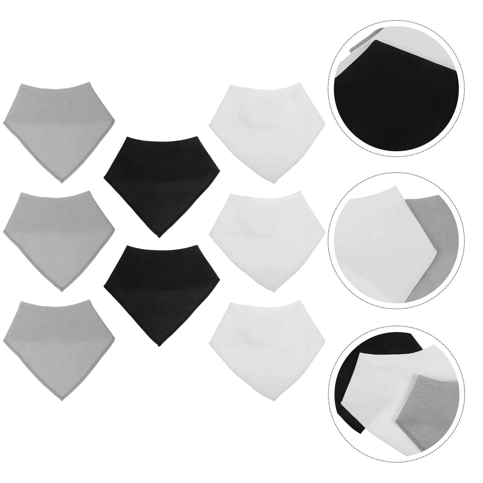 

8pcs Cotton Baby Bibs Newborn Infants Lightweight Waterproof Washable Feeding Drooling Lunch Grey Black Saliva Towel
