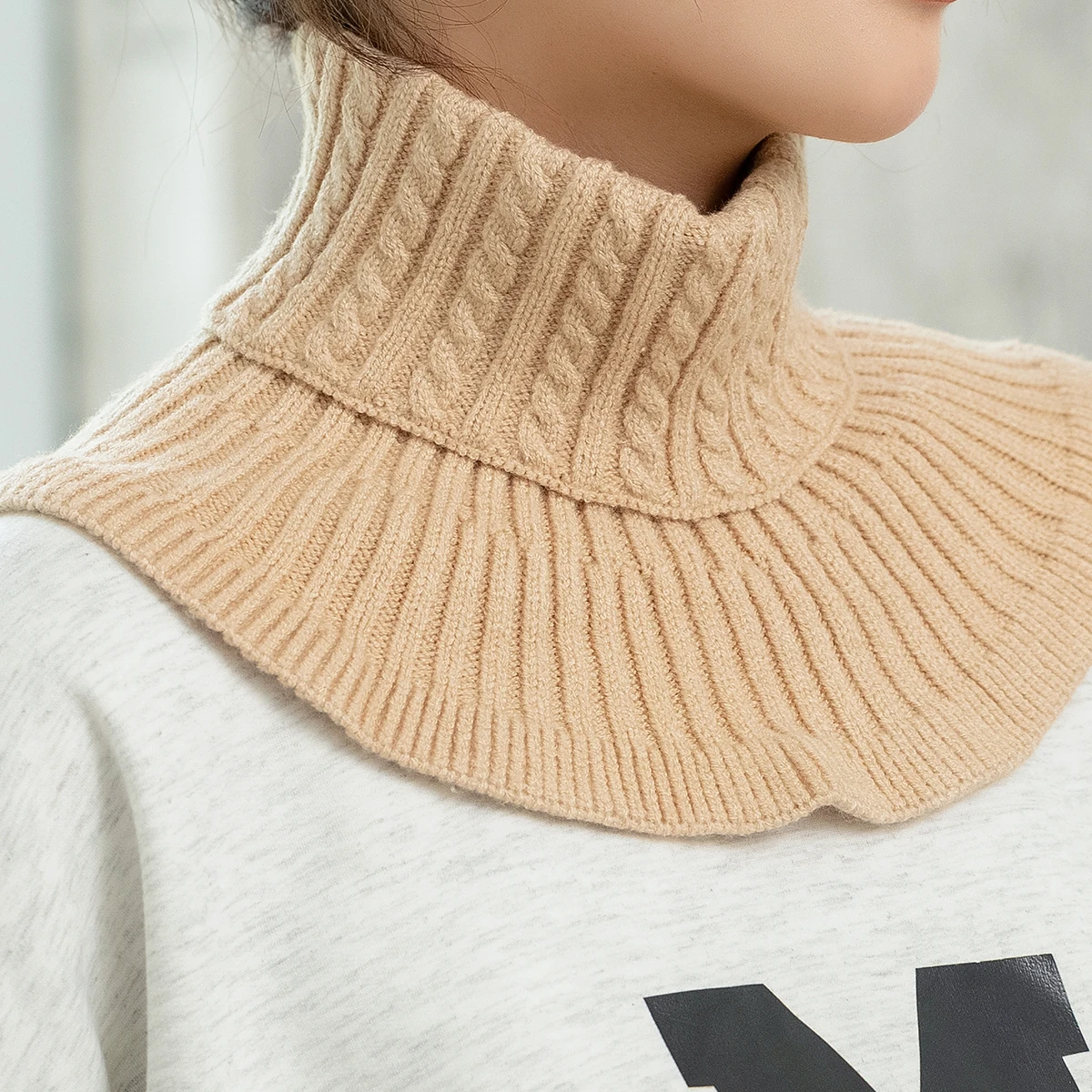 Knitted False Collar Winter Detachable Turtleneck Cotton Neck Collar For Women Fashion Warm Cover Head Neck Guard Collar Unisex