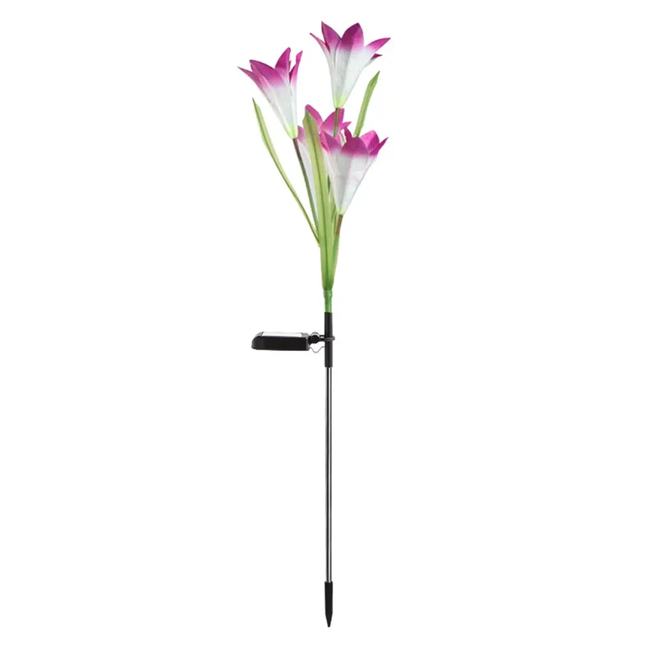 NONE Solar-Außenleuchte mit Lilienblüten, IP65, wasserdicht, solarbetrieben, für Garten, Weg, Landschaftsbeleuchtung, Hof, Hofdekoration 4