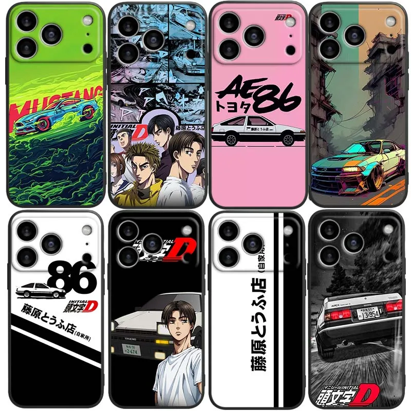 

I-Initials D-D Japanese Anime Phone Case For Apple iPhone 17 16 16E 15 14 13 12 11 Pro Max Plus Black Soft Silicone