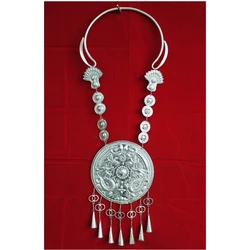 Chinese Hmong Necklace Miao Silver Jewelry Vintage Collar Dance Stage Performance Festival Accessories for Women