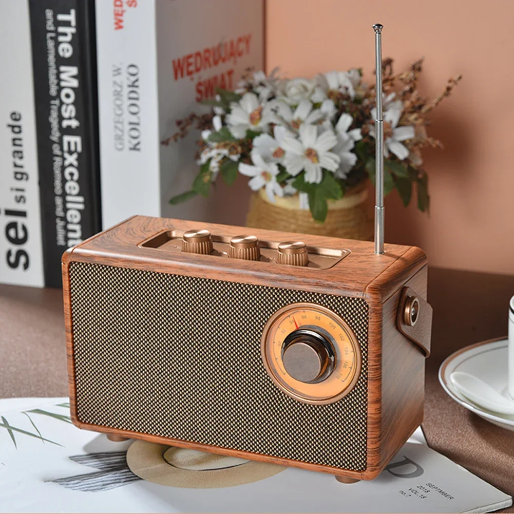 

Desktop Retro FM Radio Portable Radio Receiver Mini Bluetooth 5.1 Bass Speaker Handsfree MP3 Player Support USB/TF Card/AUX Play