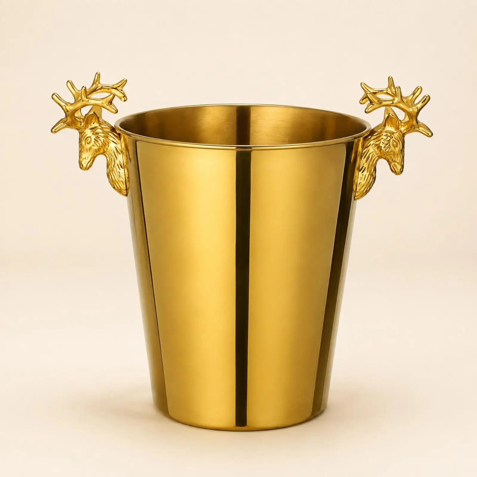 Ice Bucket with Deer-Head Handles Elegant Champagne Bucket with Deer Head Handles Decorative Beverage Chiller for Entertaining,