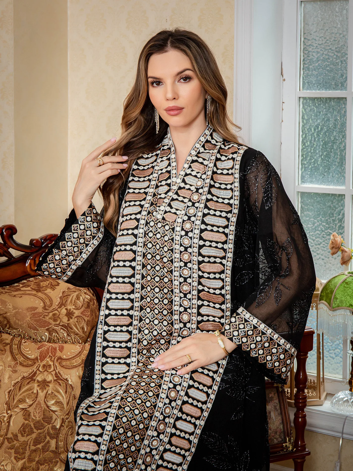 Elegante Dubai Frauen Kleid Abaya Stickerei Marokko Kaftan Vestidos Largos Arabischen Lange Robe Eid Muslimischen Party Jalabiya Ramadan 2025