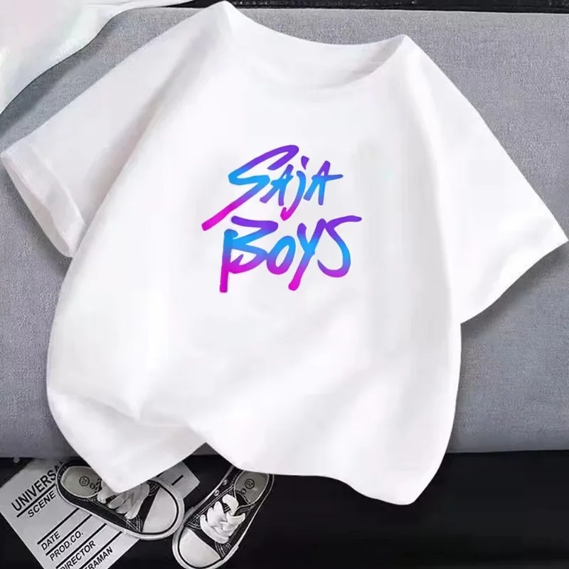 

Hot Kpop Demon Hunters Children's T Shirt Short Sleeve T-shirt Kids Cute Kpop Demon Hunters Tiger Harajuku Tshirt for Boys Girls