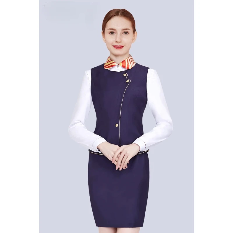 

Business Suit Women's Winter Vest Formal Suit Skirt Airline Stewardess Uniform Front Desk Work Clothes