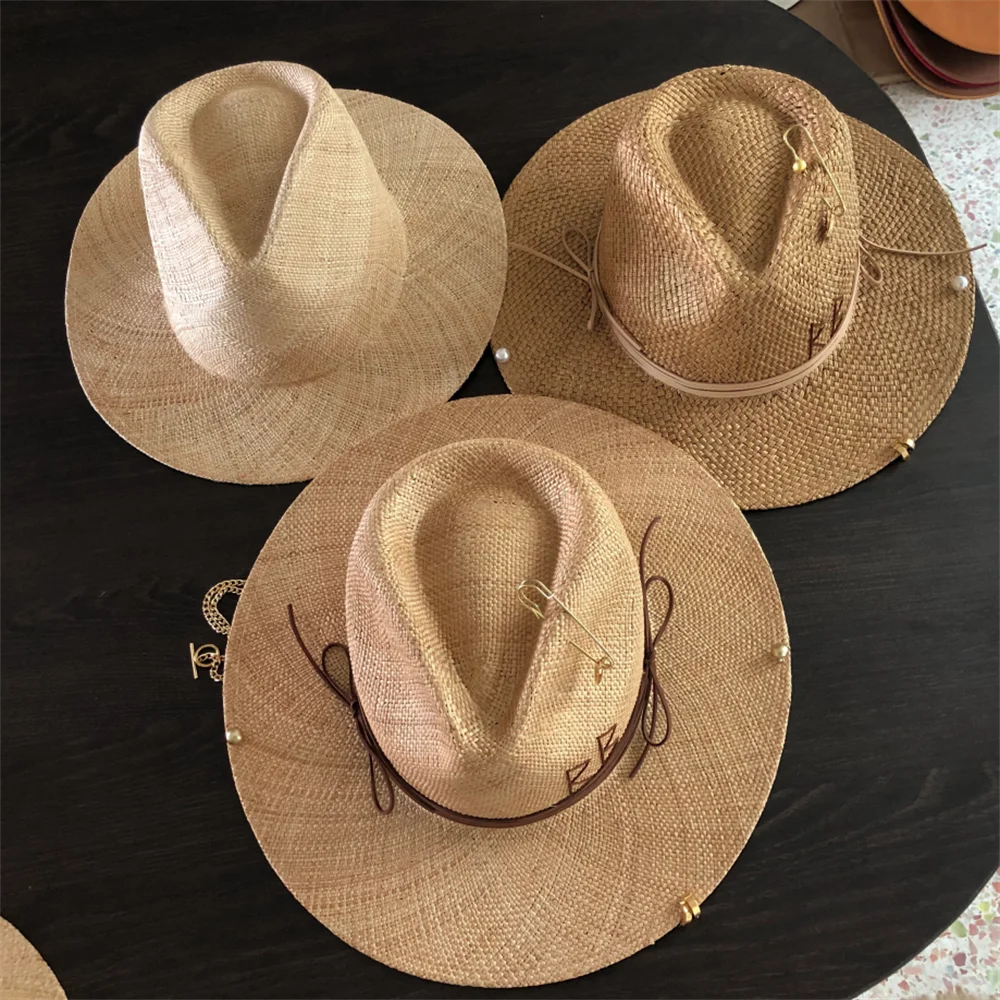 

2025 Summer straw hat DIY treasure straw hat sun hat beach hat supports various hat customization men and women new hat 모자
