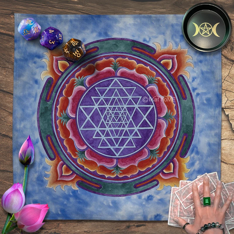 

Watercolor Sri Yantra Mandala Tarot Tablecloth Altar Cloth Yoga Meditation Wall Decor Tapestry Wall Hanging Sacred Geometric New