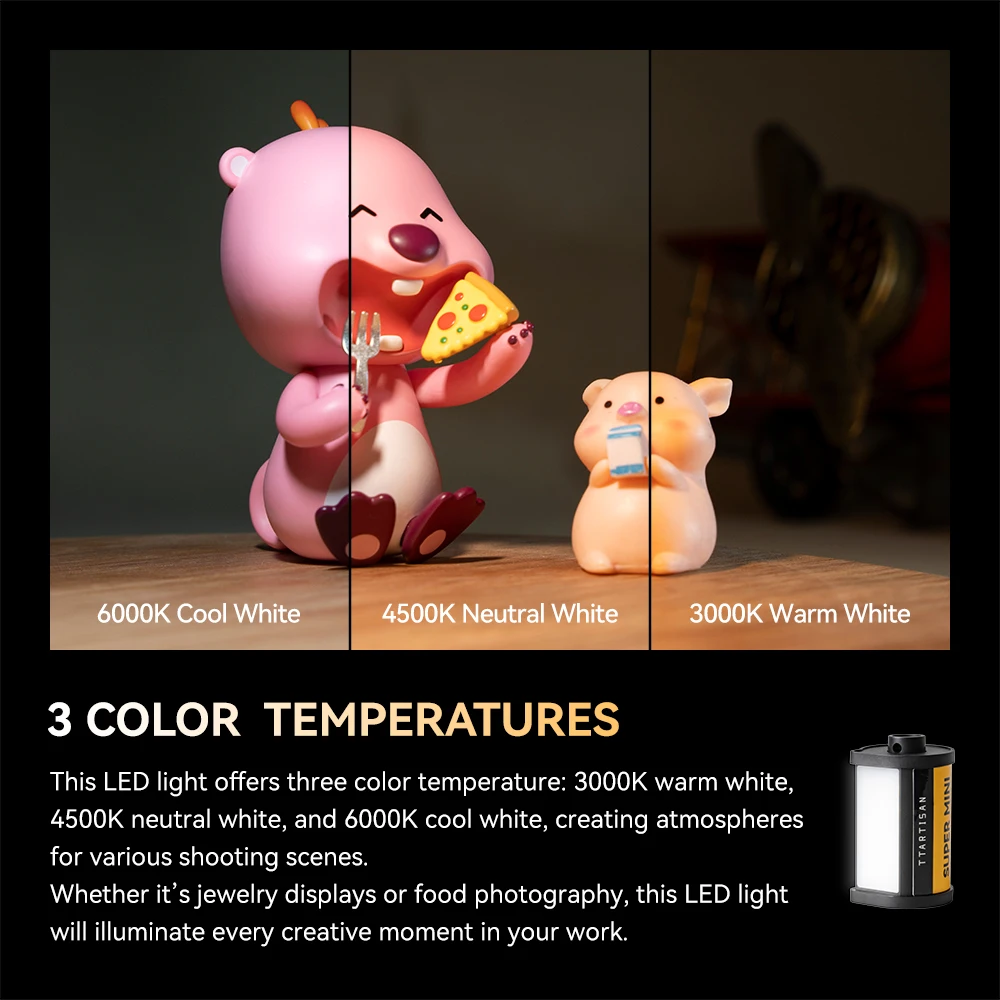 TTArtisan Mini RGB Luce LED magnetica a colori per fotocamera Vlog Streaming live con supporto per pattino freddo Luce di riempimento da 0,5 W CRI 95+