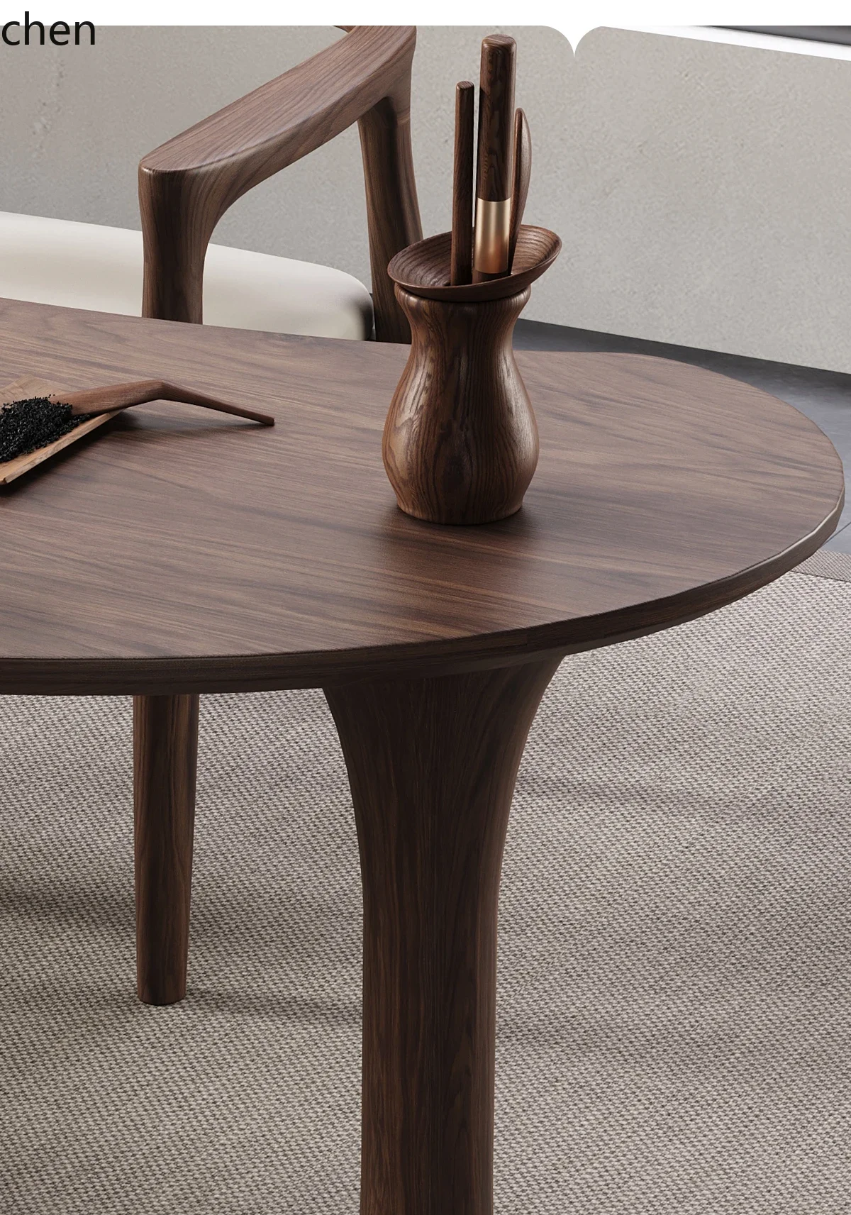 solid wood tea table tea table balcony small apartment curved tea table chair combination