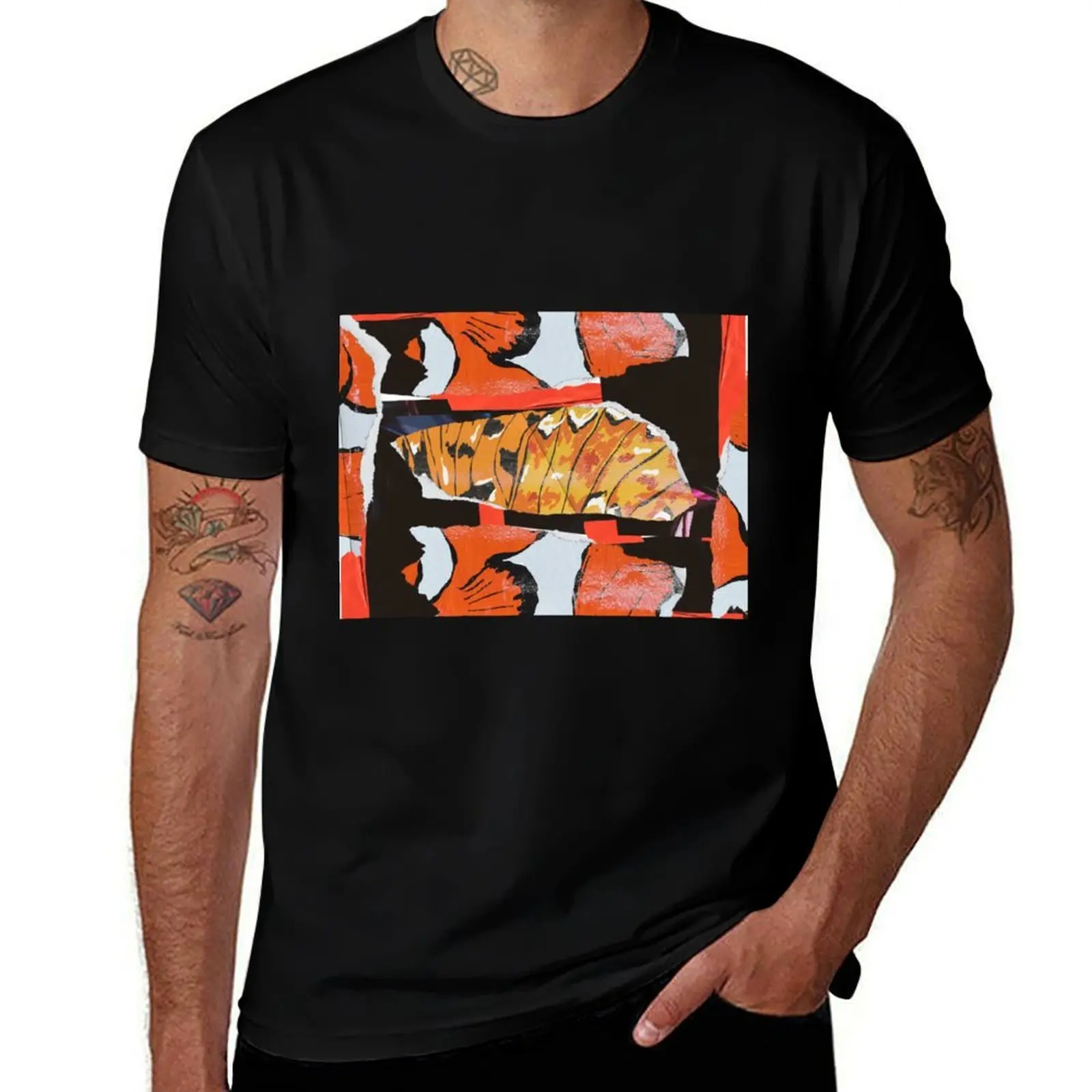 

oragne pattern T-Shirt anime tshirt quick-drying street wear t shirts for men graphic