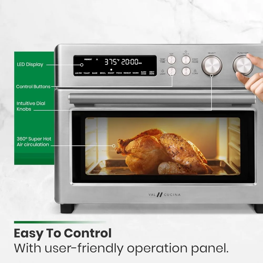 Infrared Heating Air Fryer Toaster Oven, Extra Large Countertop Convection Oven 10-in-1 Combo, 6-Slice Toast, Enamel Baking Pan