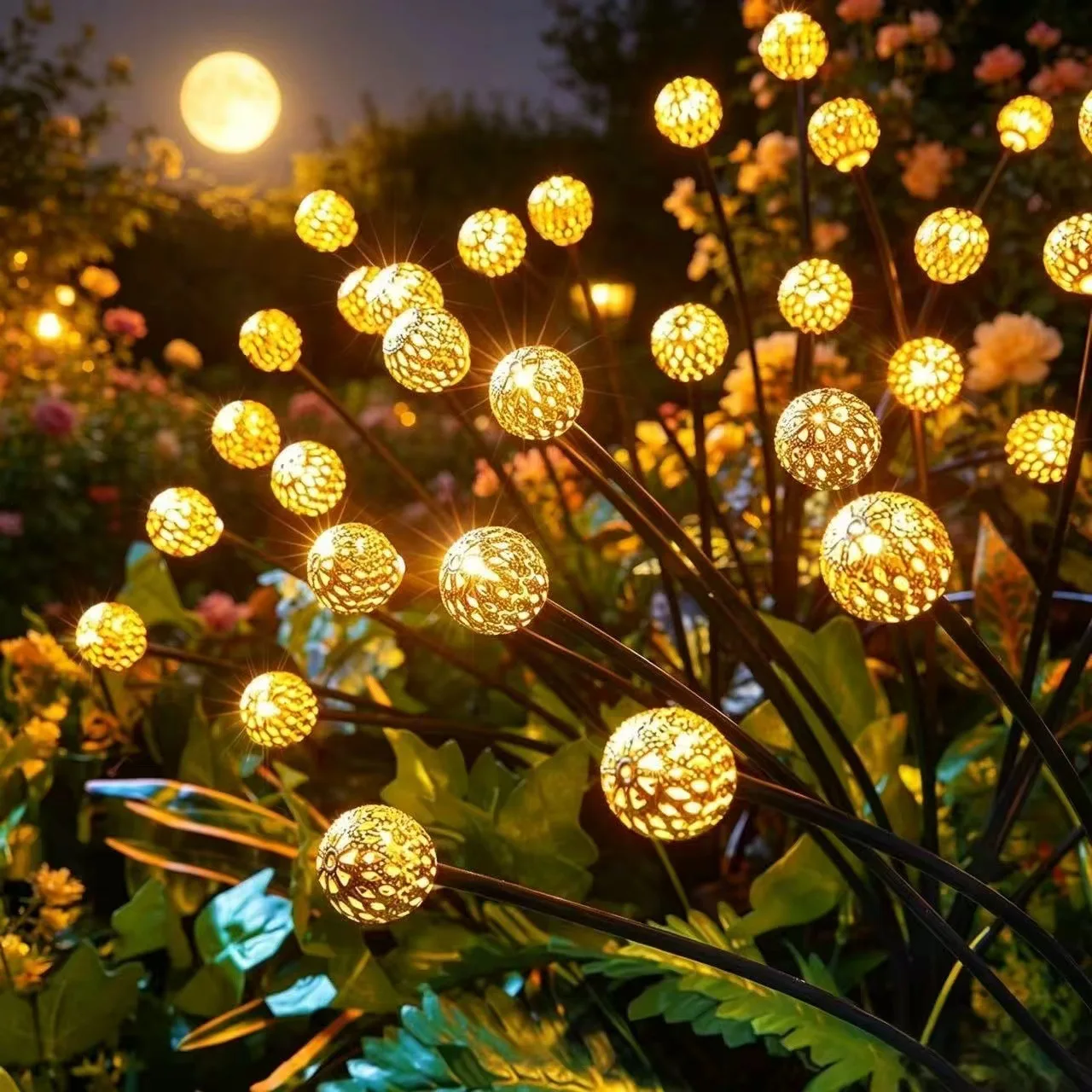 LED Solar Powered LED Garden Ambient Lights Warm White Outdoor Waterproof Lawn Lamps for Yard Lawn Pathway Patio Party Decor