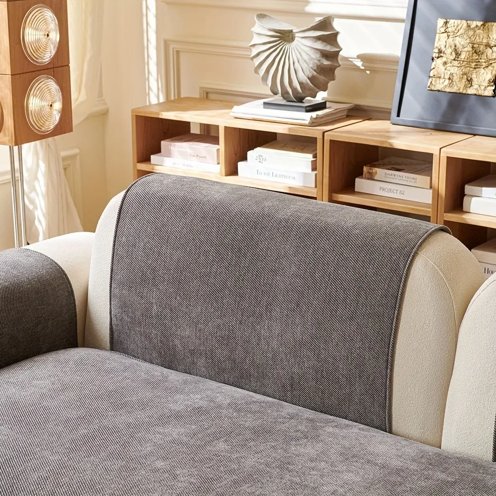 Minimalist Twill Chenille Anti-Slip Sofa Cover for All Seasons Living Room Furniture Decor Couch Cushion Cover Slipcover