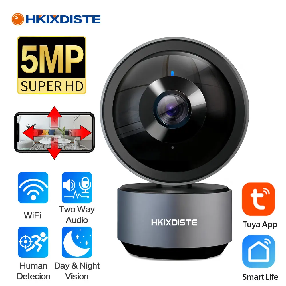 

Камера видеонаблюдения Tuya Smart Home, 5 Мп, PTZ, Wi-Fi