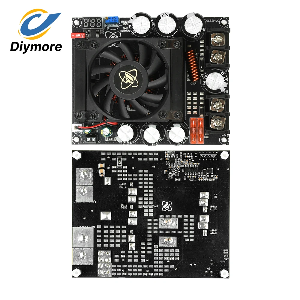 DC Boost Converter with 96% Efficiency Low Ripple Power Module for Audio Amplifiers Full Built-in Fan Overcurrent Protection
