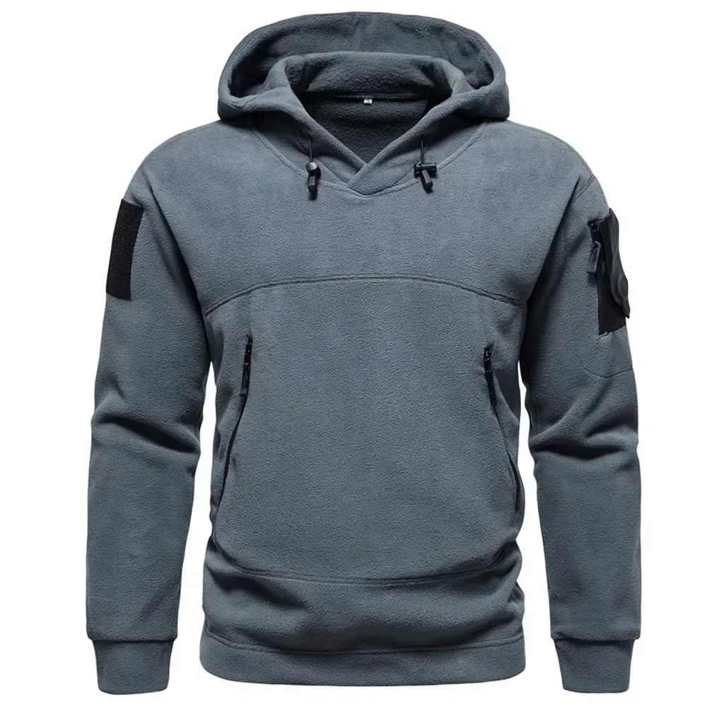 

Men Outdoor Tactical Hooded Sweatshirt for Autumn and Winter. New Style Men Single-wear Pure Color Fleece Sportswear Sweatshirt.
