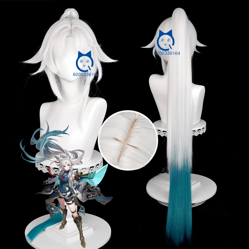 

Honkai Star Rail Feixiao Game Cosplay GrayBlue Long Wig Heat Resistant Synthetic Halloween Anime Expo Wig Degree of Adaptability