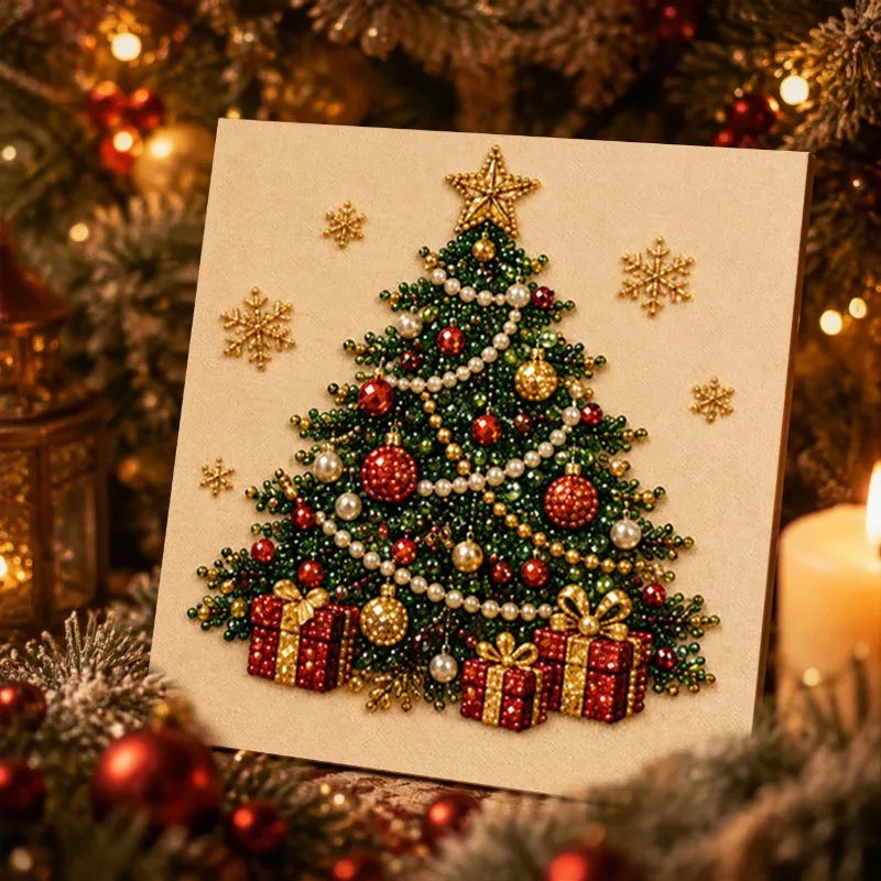 3D Christmas Pearl Rhinestone Painting Kit Diy Handmade Bead Art Canvas Picture Home Wall Decoration Xmas Creative Craft Gift - view 5