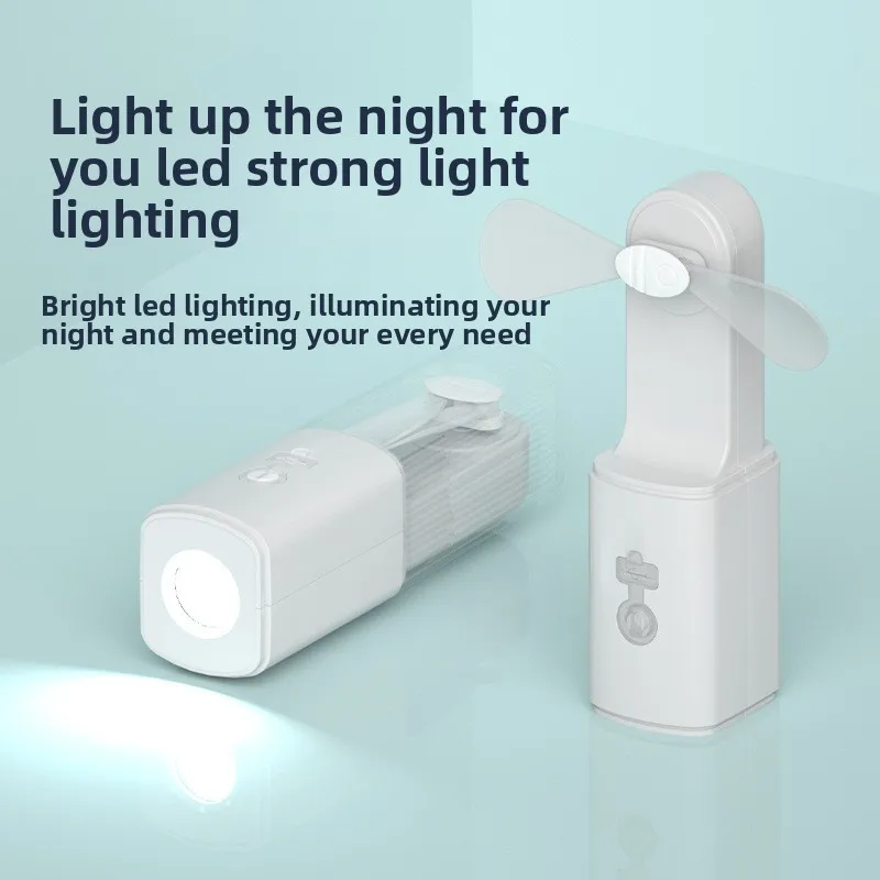 Portable Handheld Mini Fan Flashlight 2 in 1 Ultra Quiet Office Table Rechargeable Small Fan with Long Battery Life Cooling Ligh