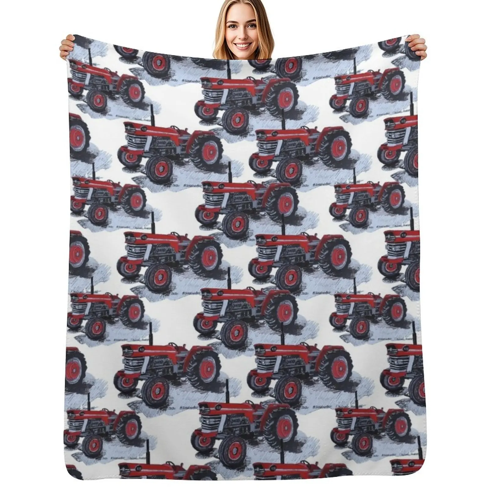 

Red Tractor Throw Blanket Baby Sofa Throw Hairys funny gift Blankets