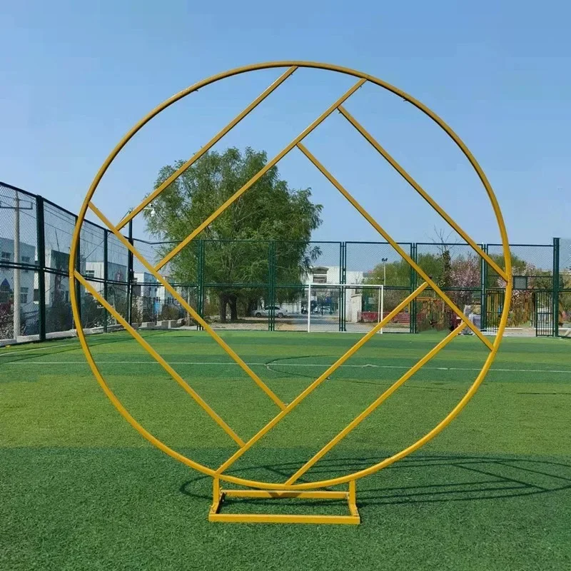 New Wedding Wrought Iron Round Rhombus Stage Arch Screen Wedding Arrangement Decoration Welcome Area Ornament Window Shelf