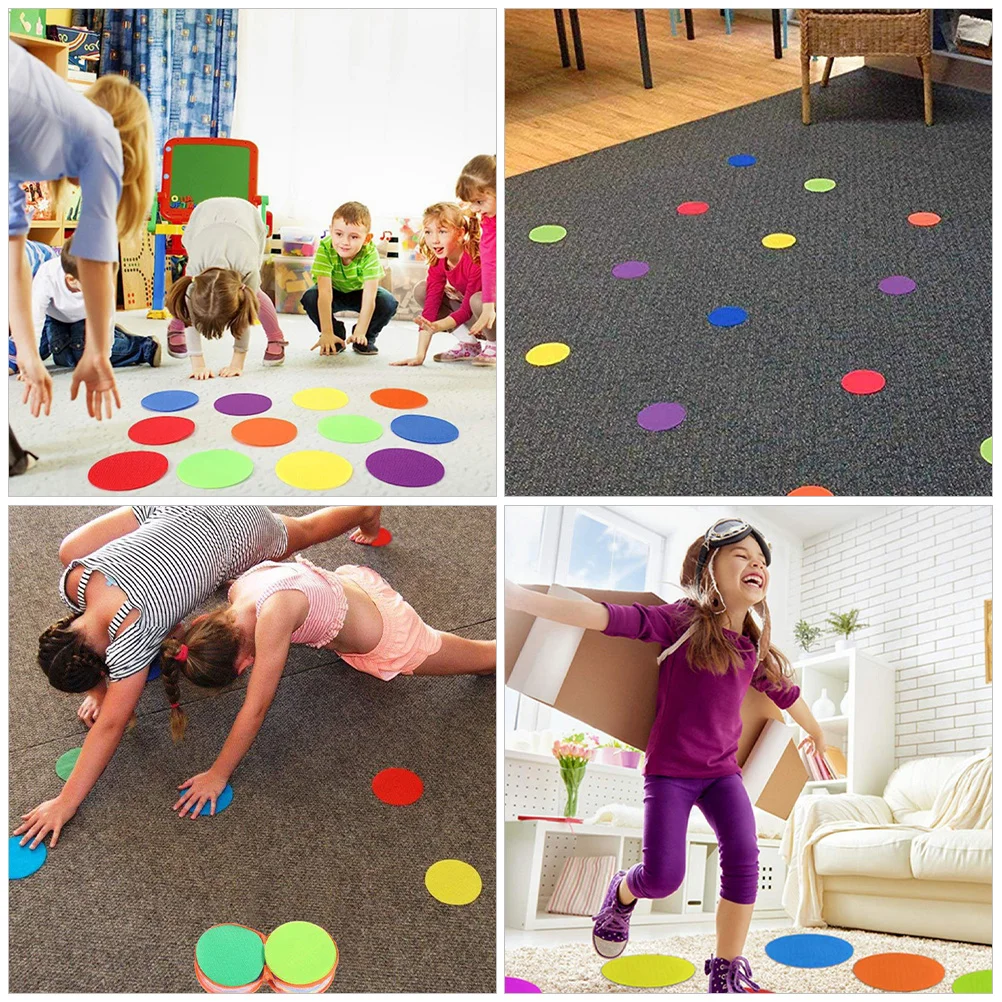 1 set di pennarelli colorati per tappeti circolari, supporto ad anello con gancio facile da attaccare per le zone di formazione scolastica a casa, identificazione del punto del pavimento