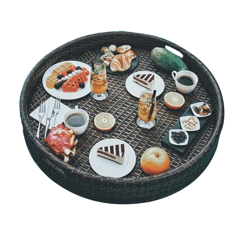 Rattan floating water tray Internet celebrity swimming pool Hot spring breakfast Basket hotel homestay Afternoon tea Plate