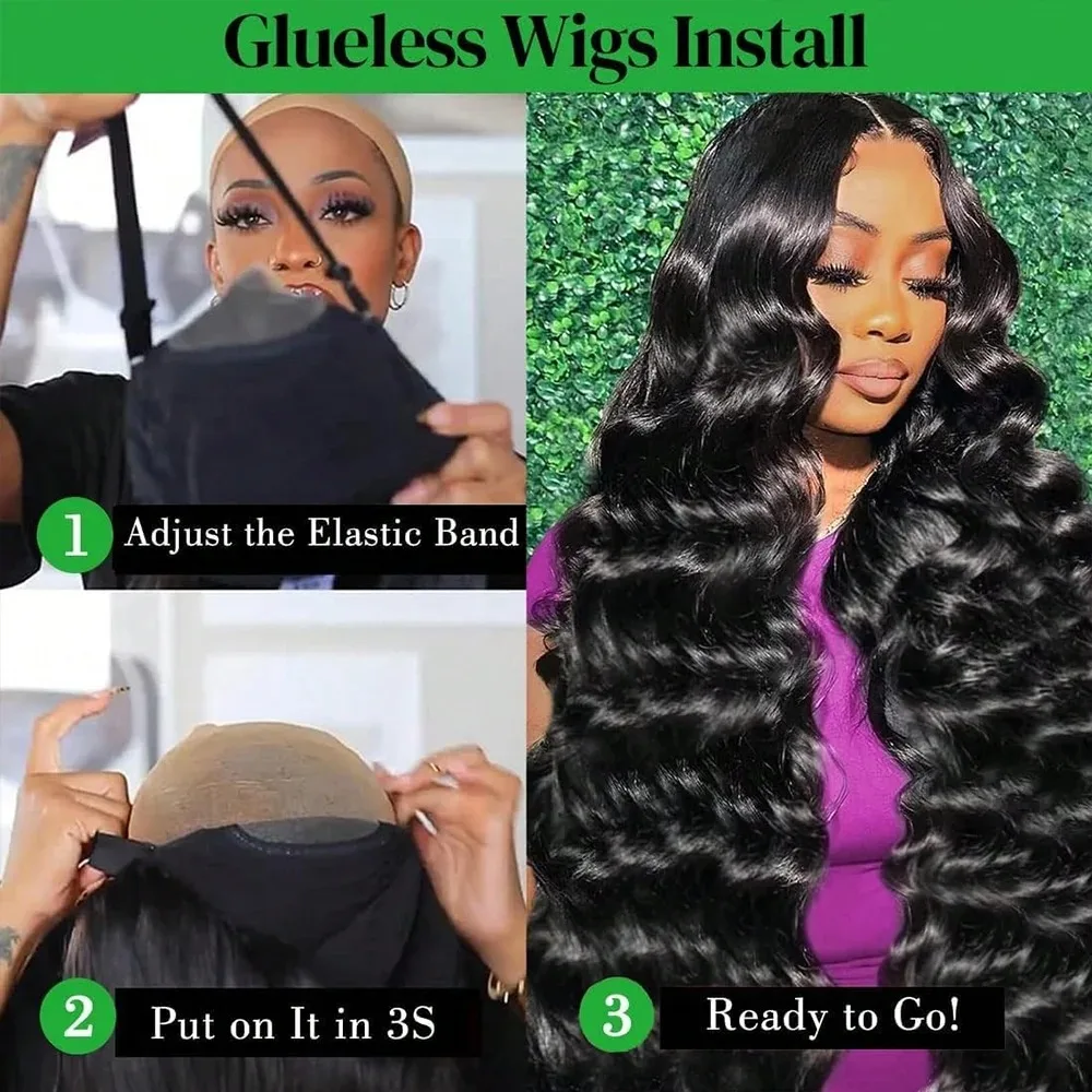 36Inch 250% Density Glueless Wigs Human Hair Pre Plucked Pre Cut 13x6 HD Lace Wigs Body Wave Lace Front Wigs For Women 360 Full Lace Wig Invisible Drawstring