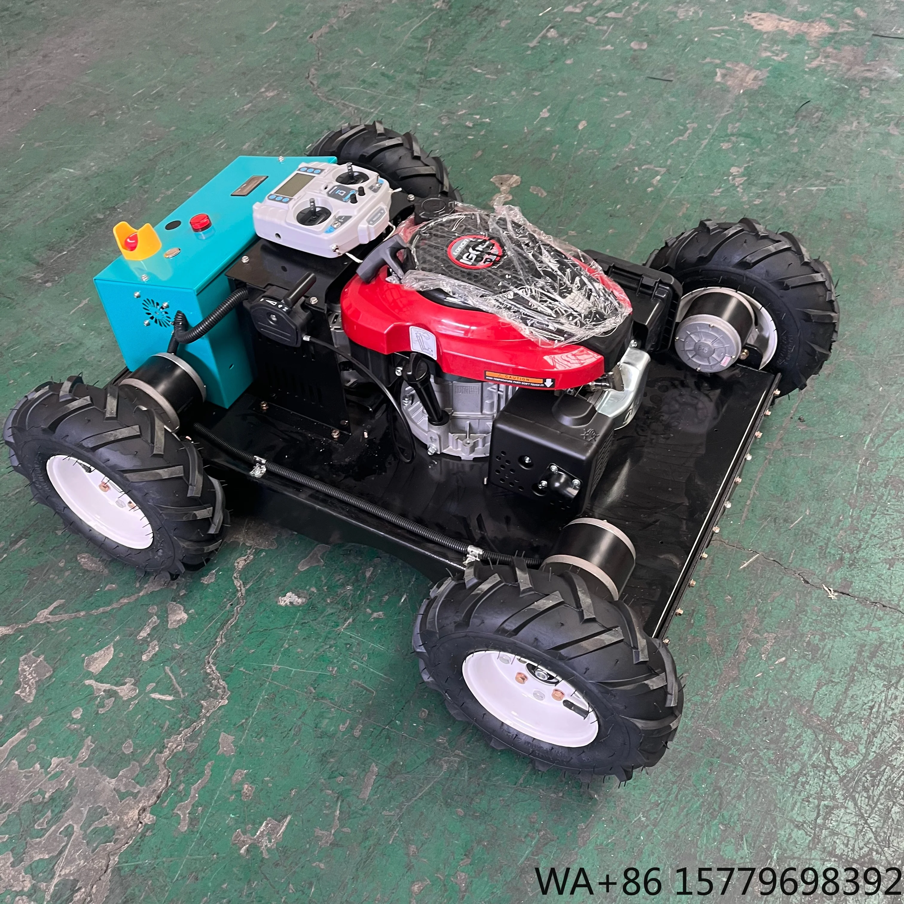 Hot Sale 550mm 4WD Wheeled 4-Stroke DIY Robotic Lawn Mower Remote Control  Engine Self Propelled All Terrain CE EPA