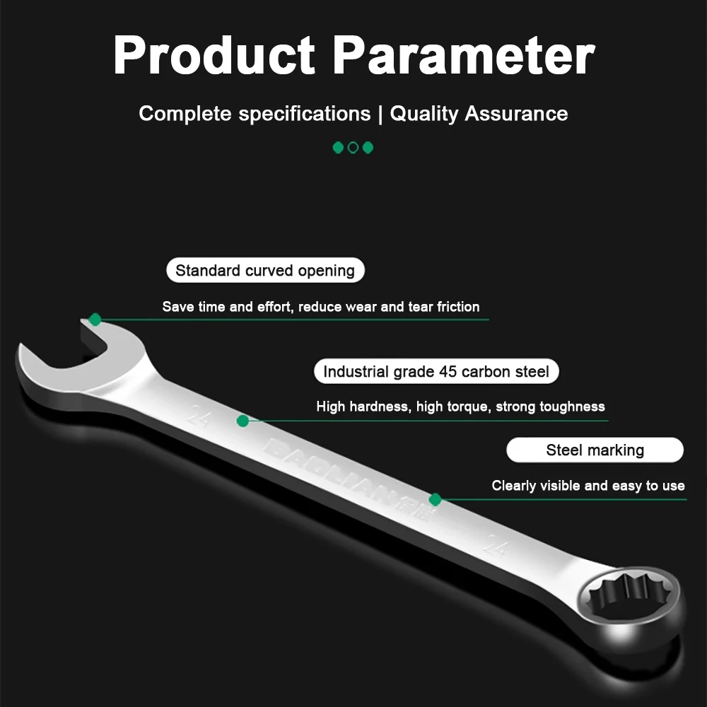 6 8 9 11 12 13 - 46mm Open Box End Combination Wrench 45#Carbon Steel Opened Ring Combo Spanner Household Car Repair Hand Tools