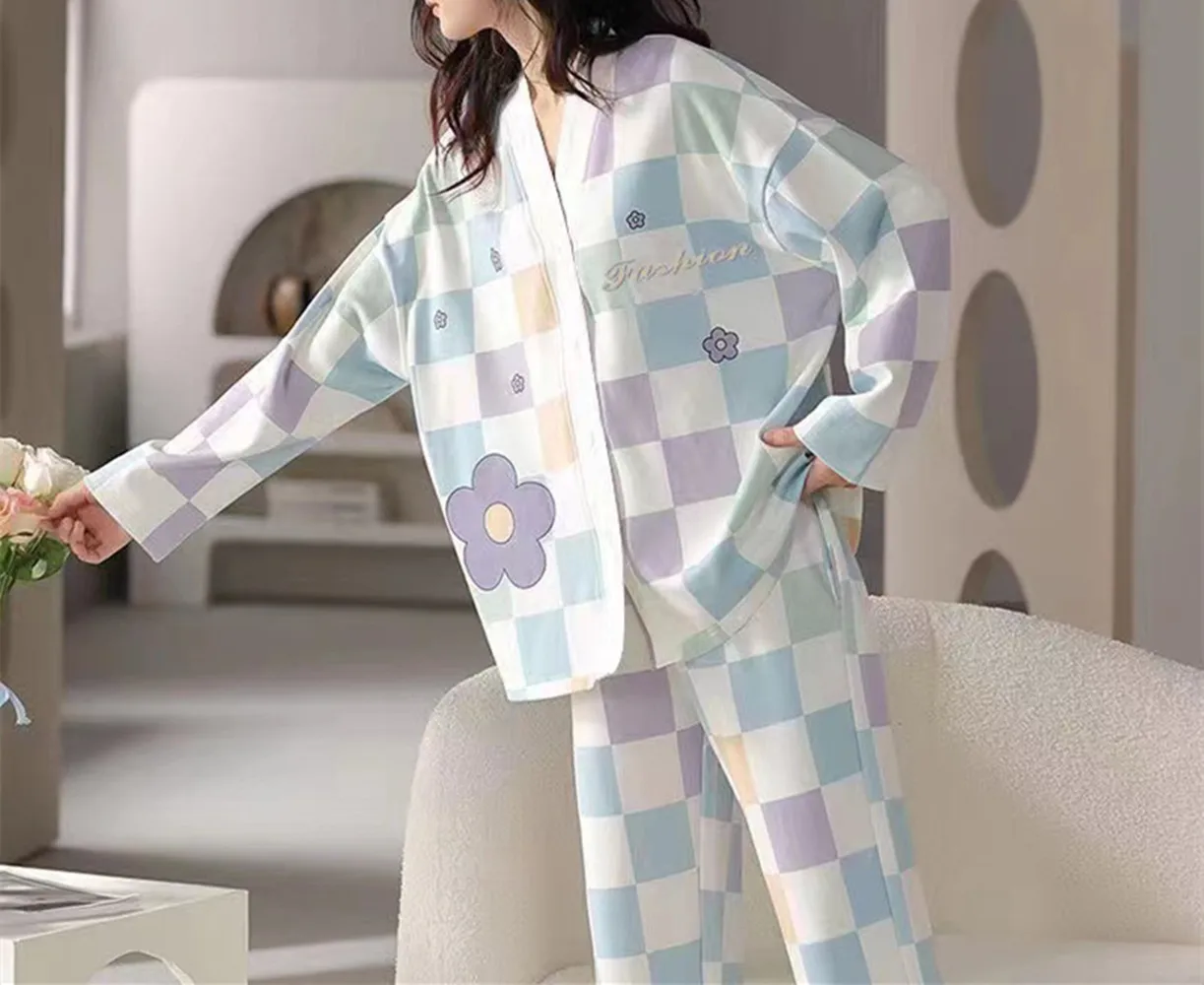 Cute Pajamas Women\'s Spring Autumn 2024 New Long Sleeve WornOutside Plus Size Suit Cartoon Loungewear Valentine‘s Birthday Gifts