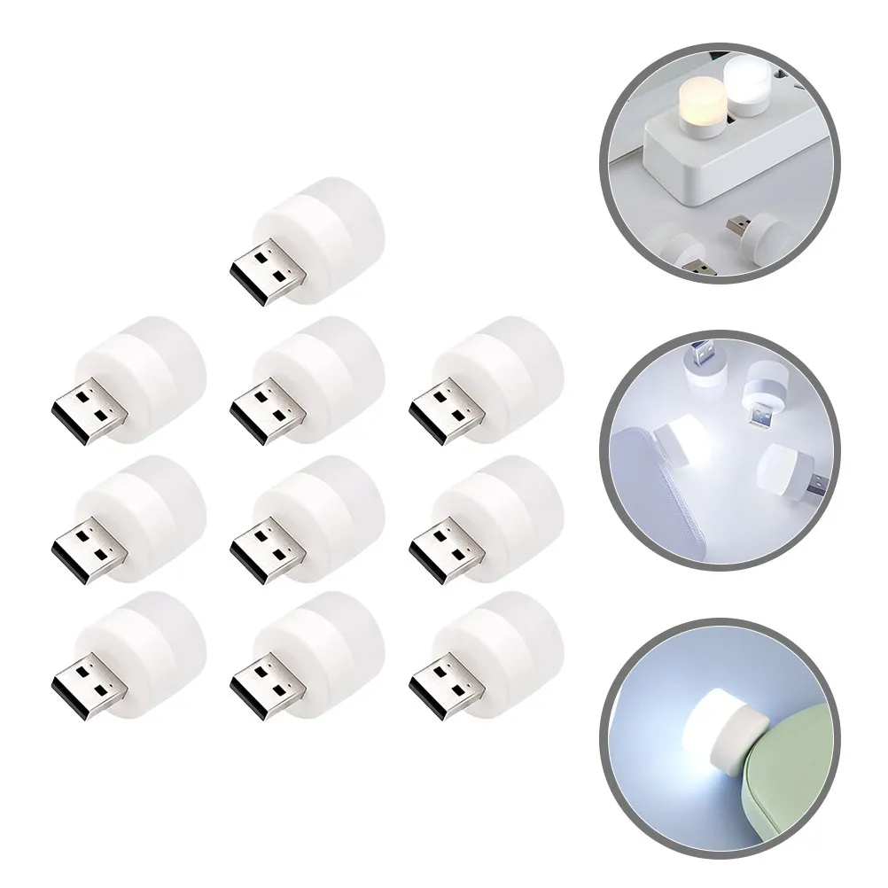 10Pcs USB Ambient Lighting Lamp Mini Car Light for Vehicle Dashboard Bedroom Dorm Low Energy Consumption Warm