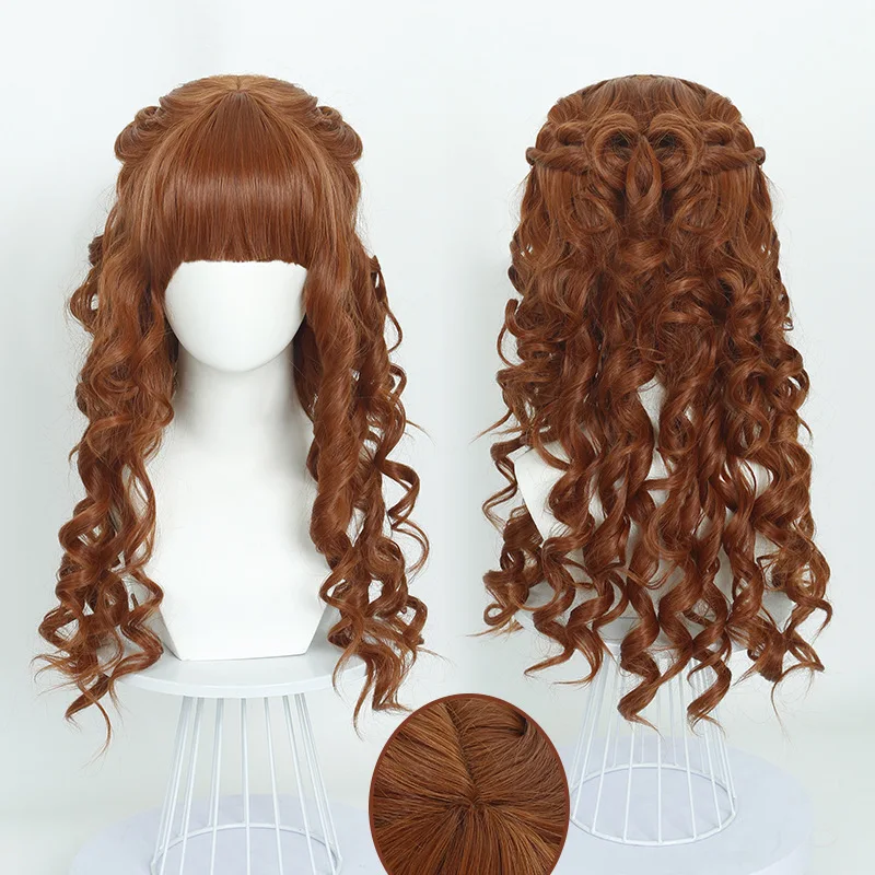 

Synthetic Long Brown Wavy Wig Cosplay Costume Curly Hair for Prom Party Anime Girl Dress Up Halloween Roleplay